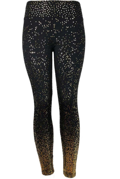 Sport Legging zwart met gouden spots. Lagere tailleband.