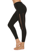 Sportlegging / Yoga legging zwart met 2 mesh banen aan de zijkant
