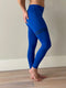 Sportlegging, yoga legging in helder blauw met 2 diagonale strepen