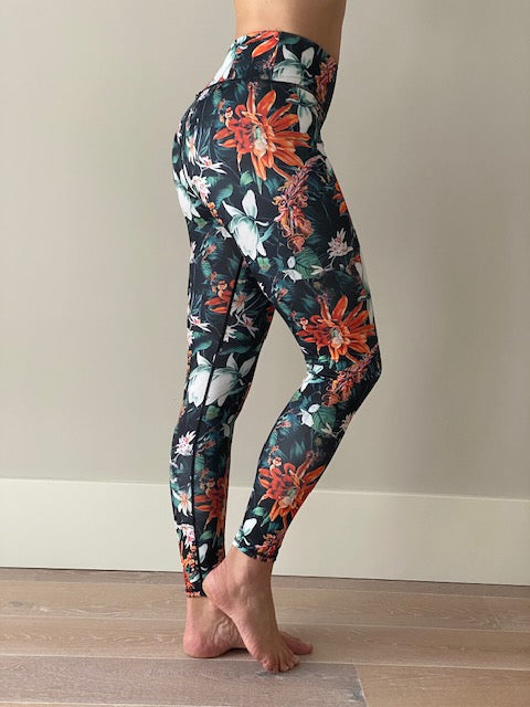 Sportlegging, yoga legging in bloemenprint design